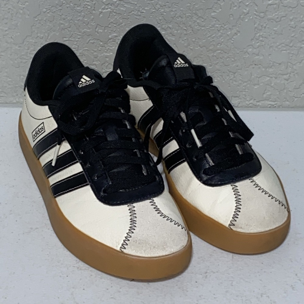 Adidas VL Court 3.0 Dia de Los Muertos Leather Shoes Off White Black Womens Sz 8
